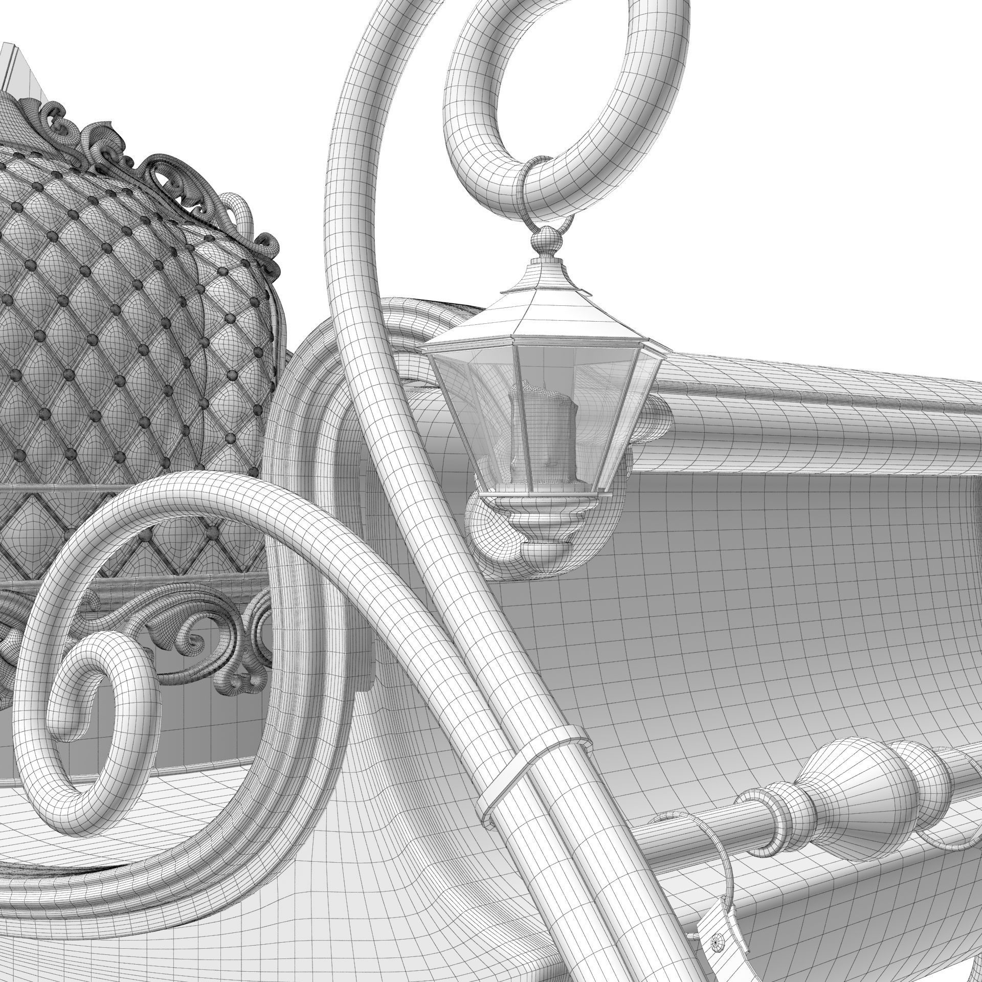 Santa Claus  sleigh with reindeer 3D model_30