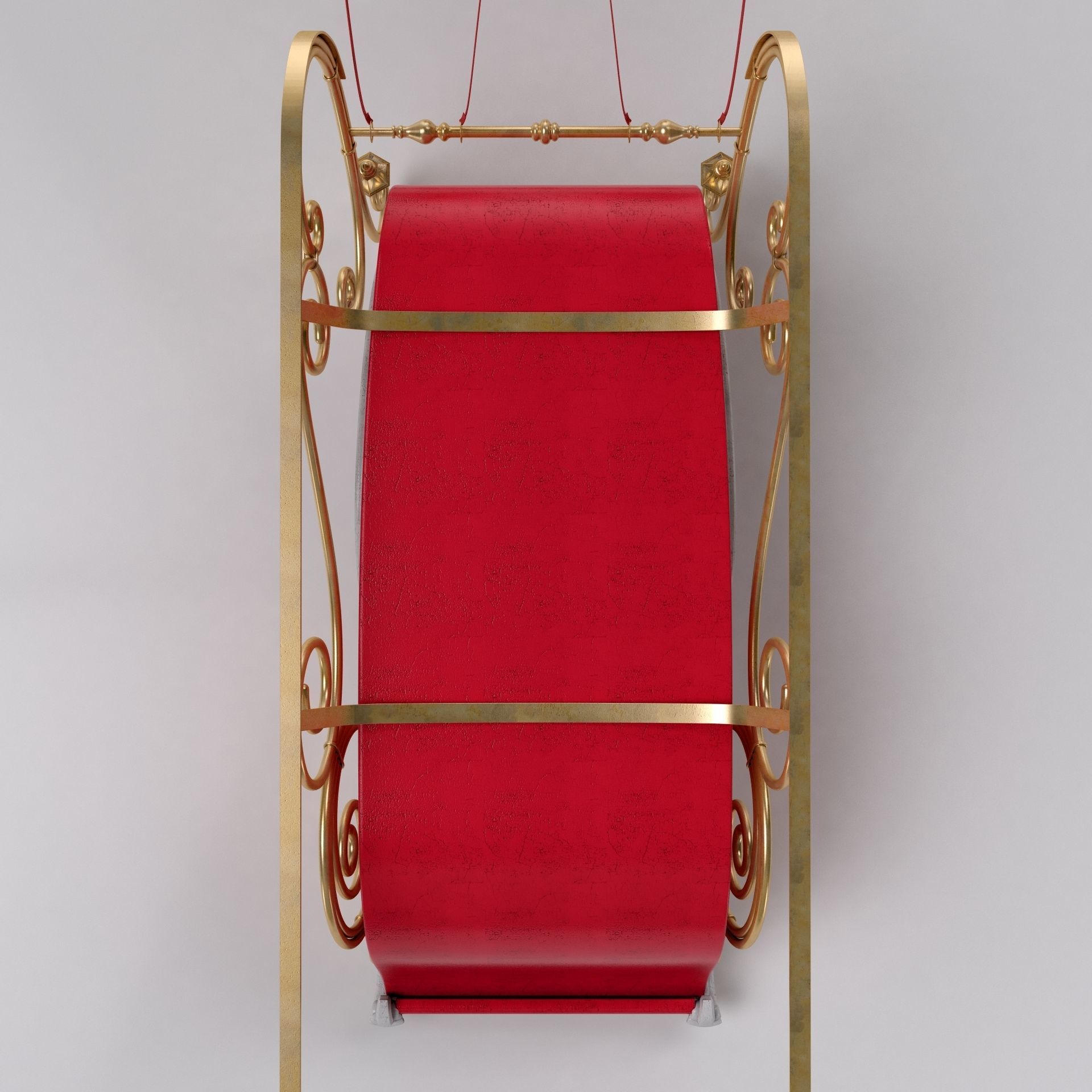 Santa Claus  sleigh with reindeer 3D model_9