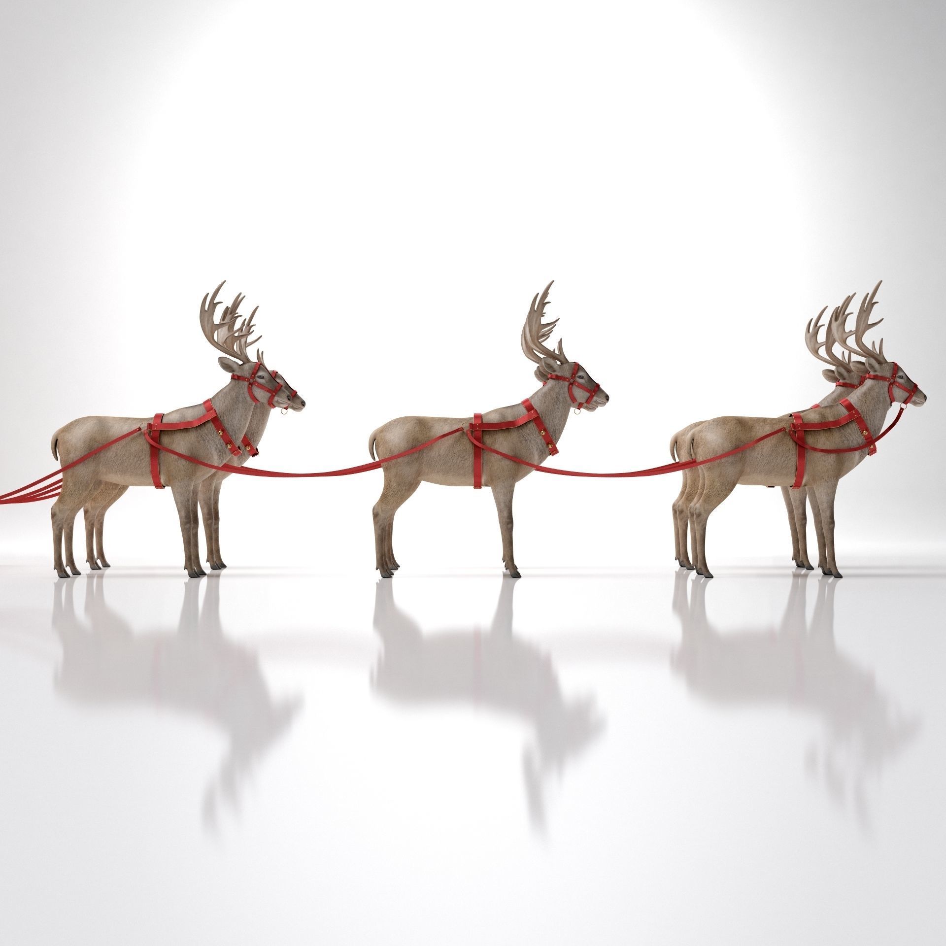 Santa Claus  sleigh with reindeer 3D model_13