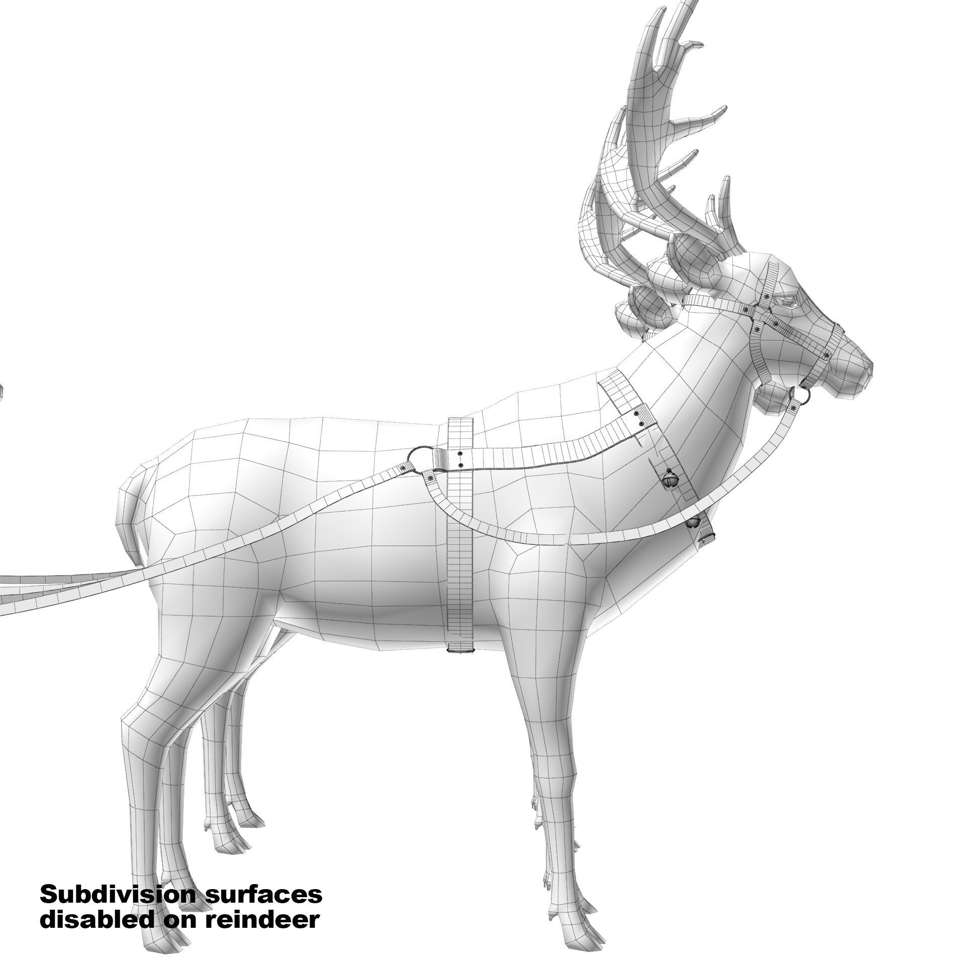 Santa Claus  sleigh with reindeer 3D model_38