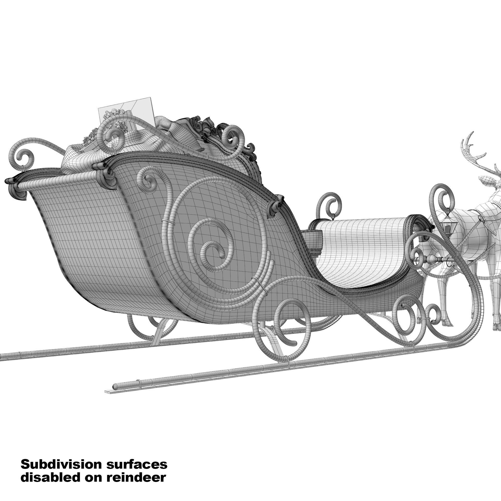 Santa Claus  sleigh with reindeer 3D model_27