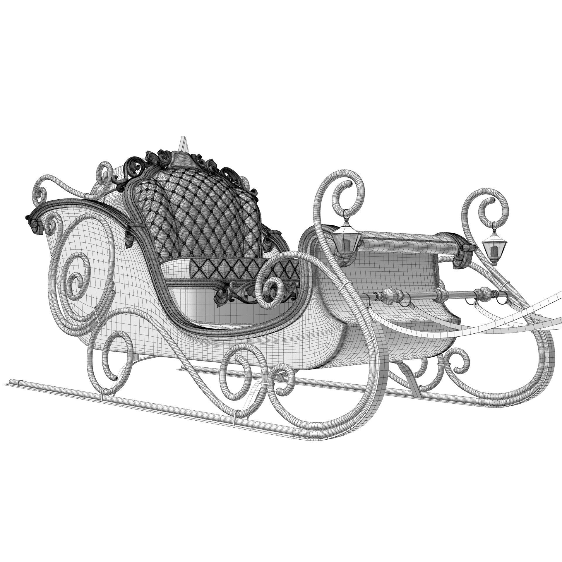 Santa Claus  sleigh with reindeer 3D model_20