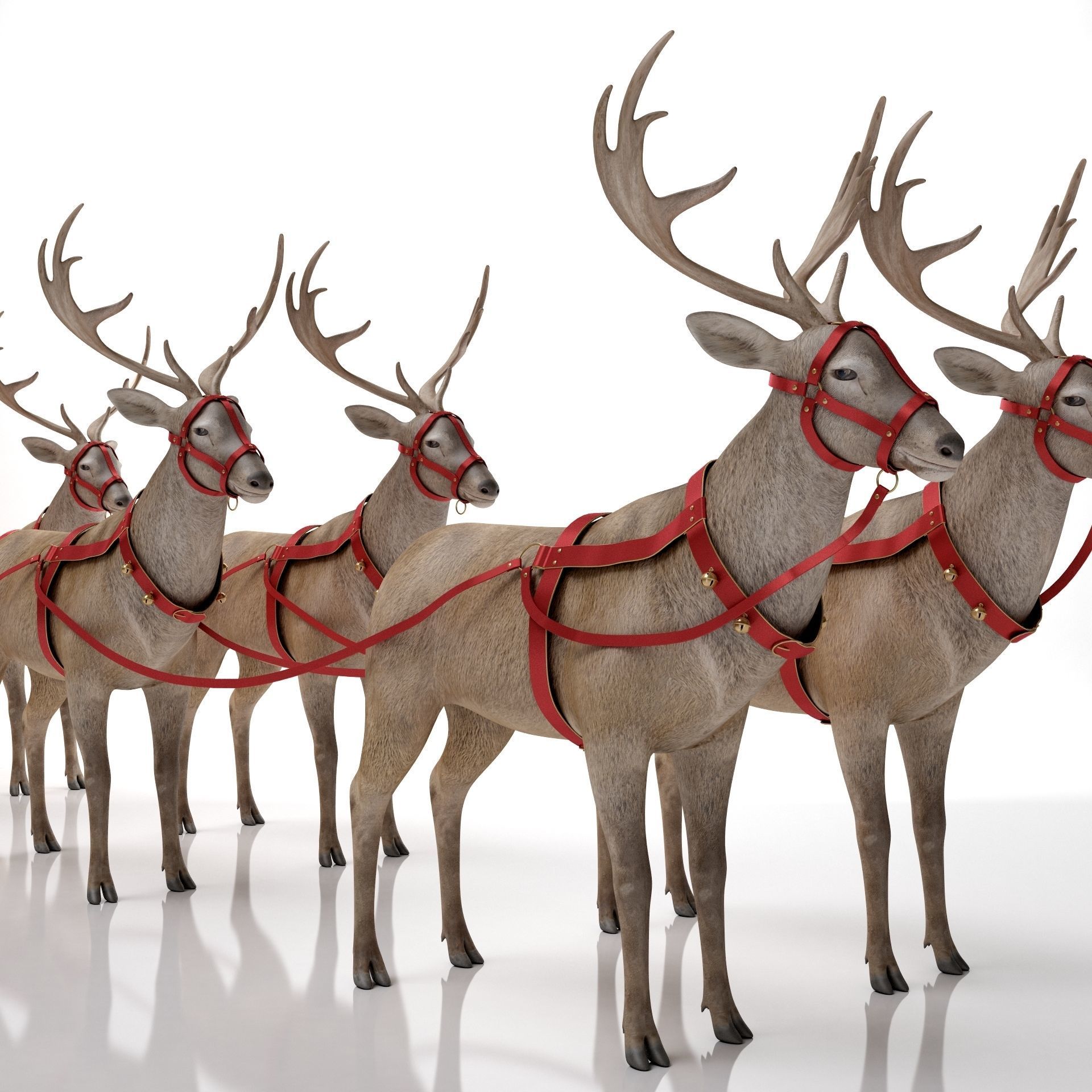 Santa Claus  sleigh with reindeer 3D model_12