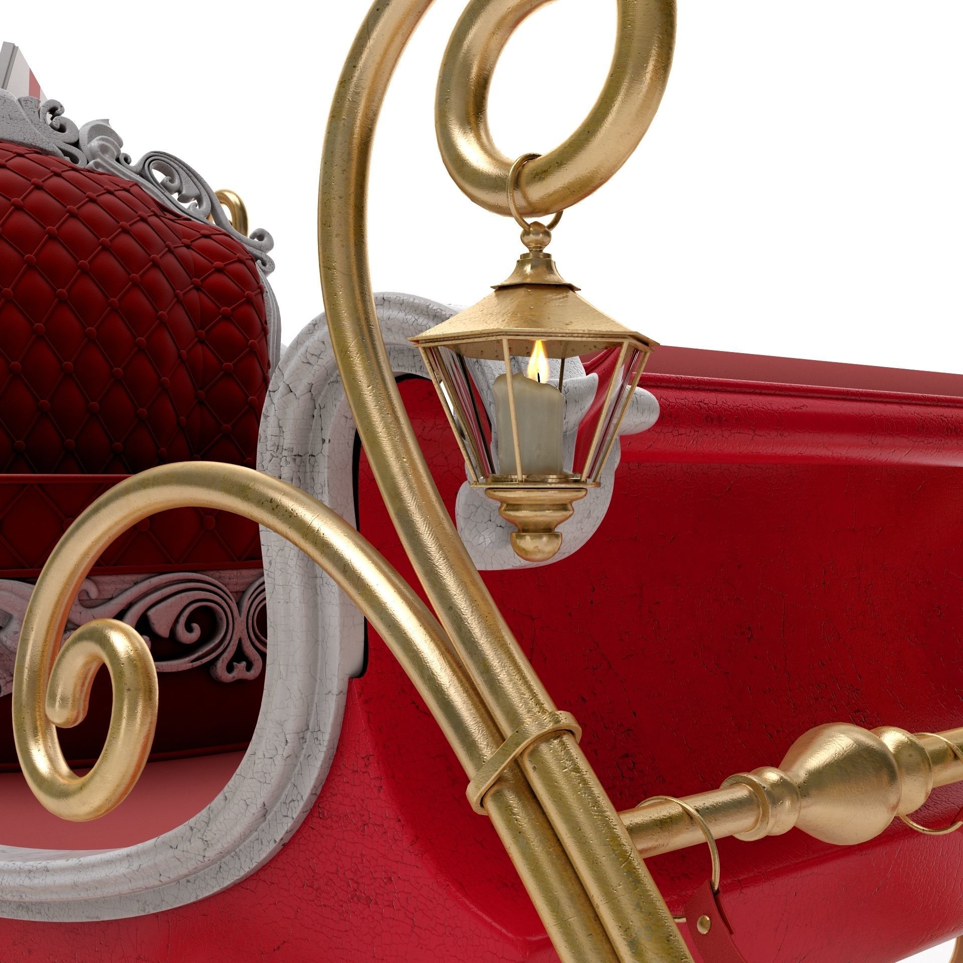 Santa Claus  sleigh with reindeer 3D model_10