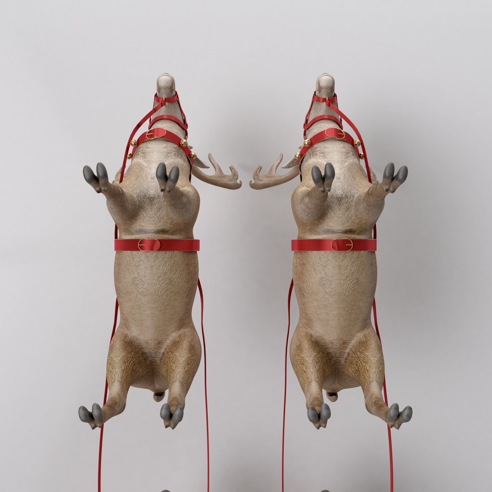 Santa Claus  sleigh with reindeer 3D model_19