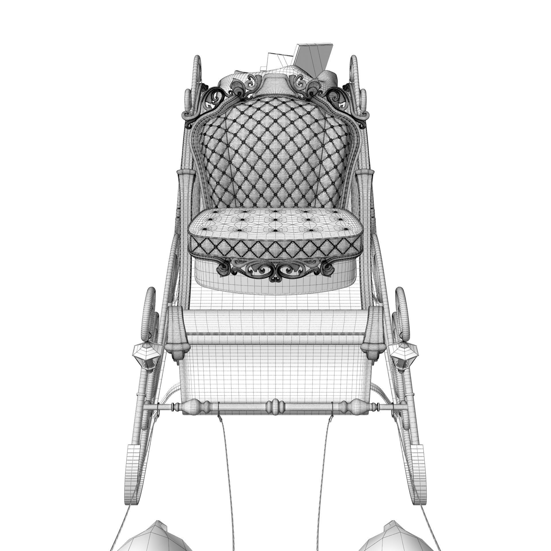 Santa Claus  sleigh with reindeer 3D model_24