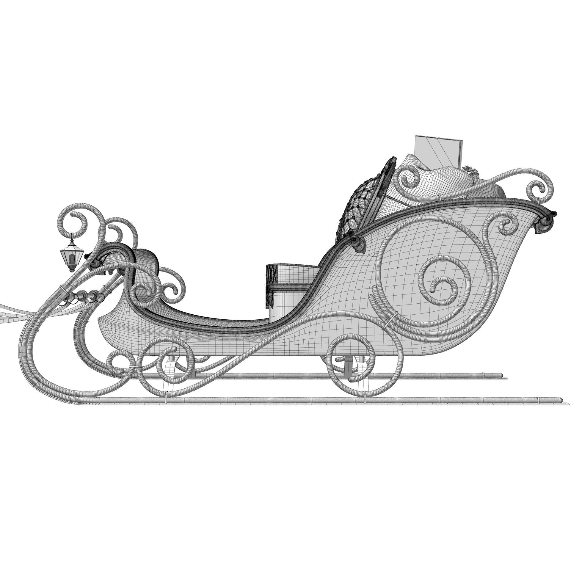 Santa Claus  sleigh with reindeer 3D model_23