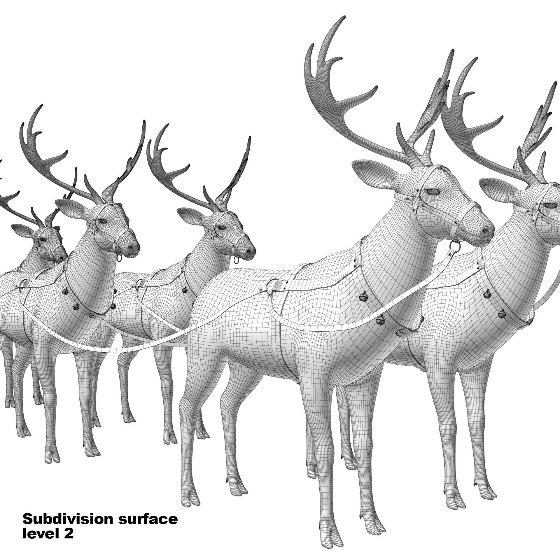 Santa Claus  sleigh with reindeer 3D model_33