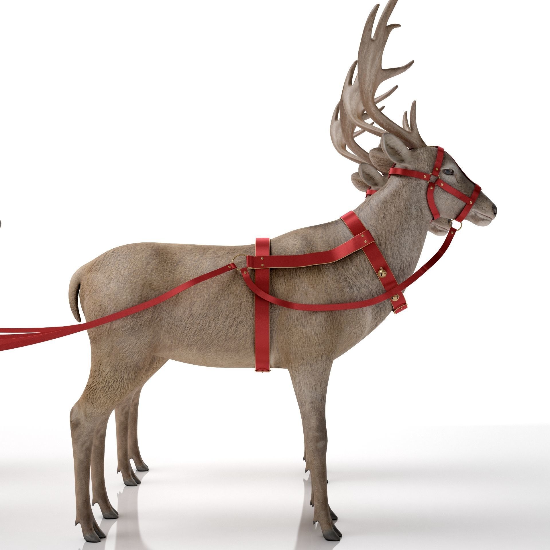 Santa Claus  sleigh with reindeer 3D model_17
