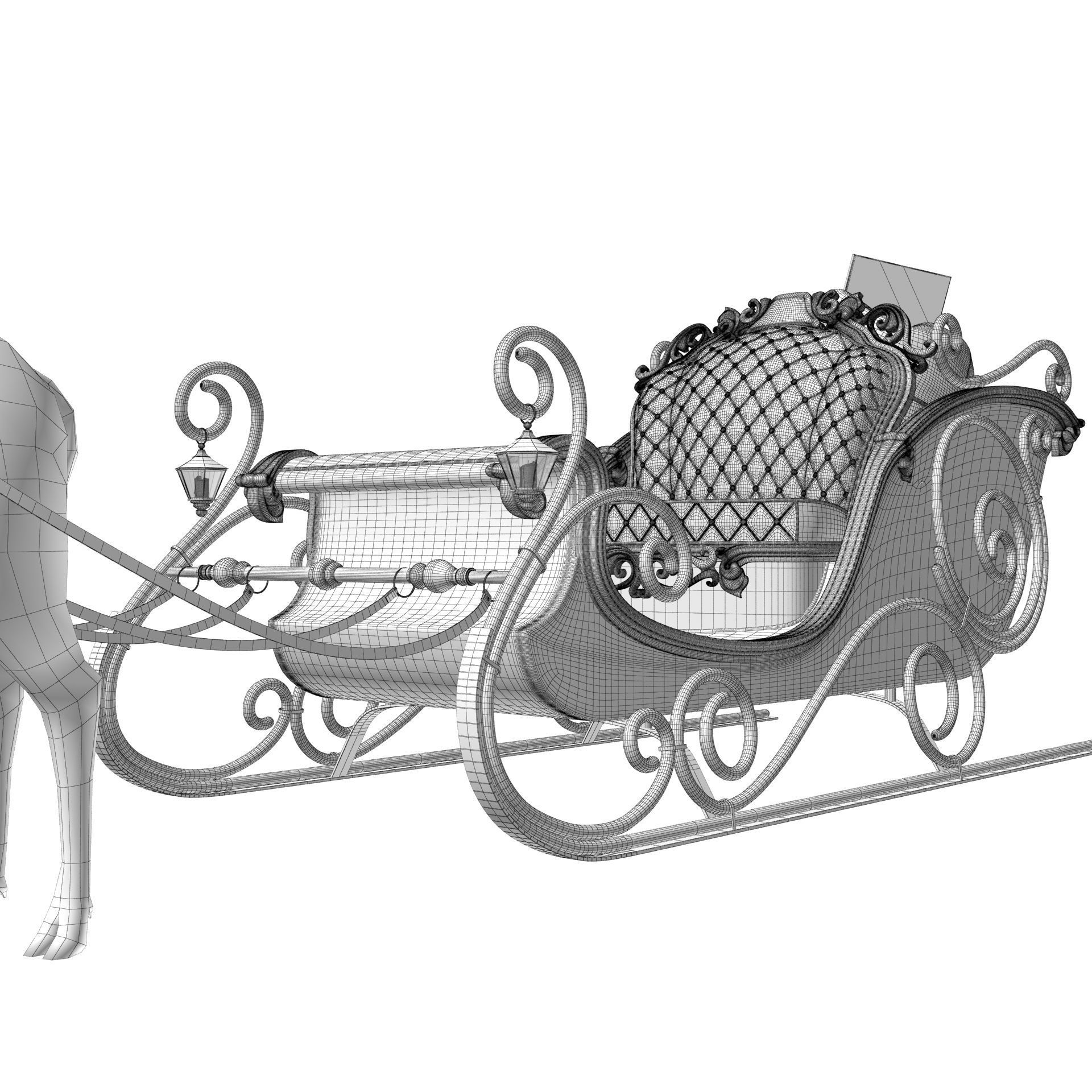 Santa Claus  sleigh with reindeer 3D model_22