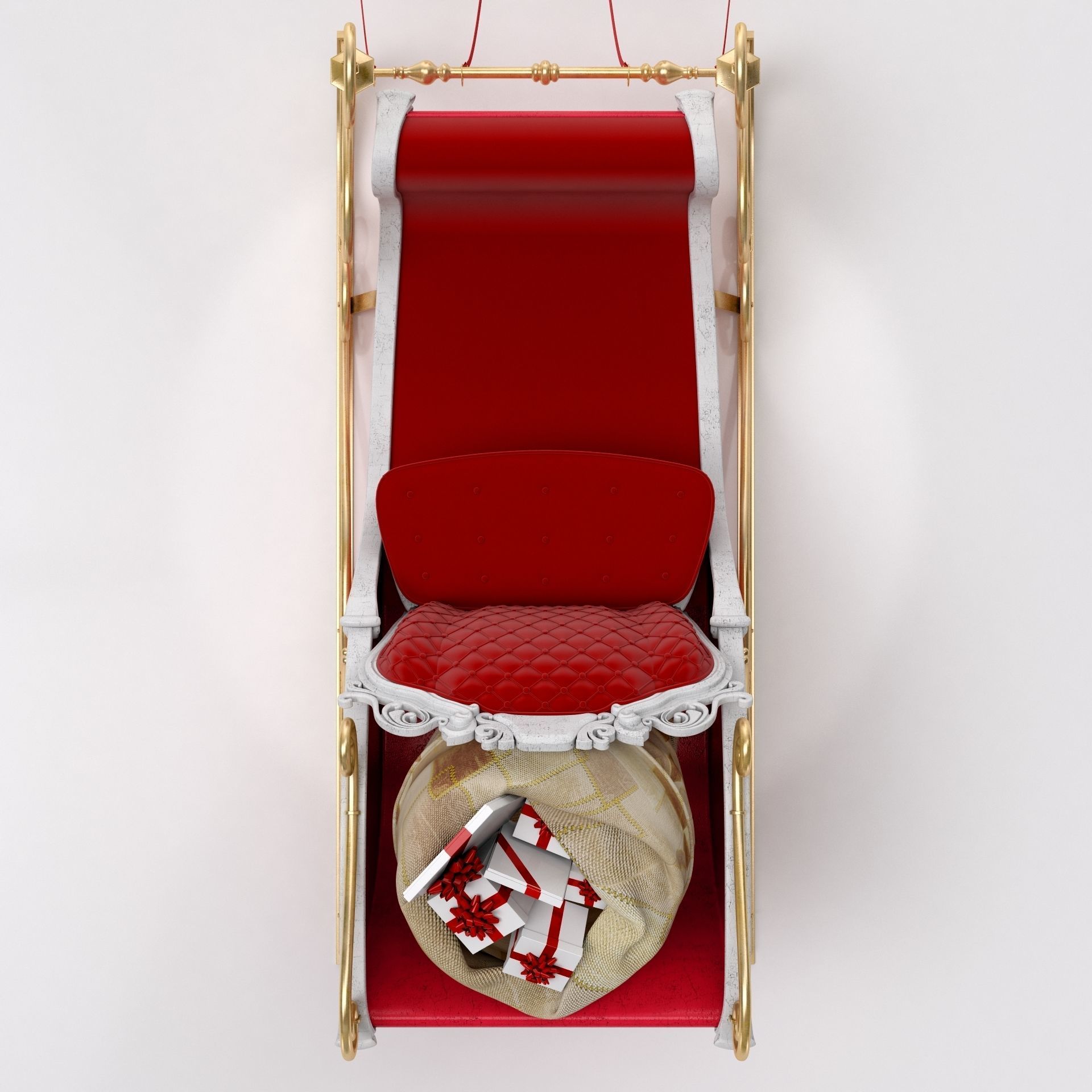 Santa Claus  sleigh with reindeer 3D model_8