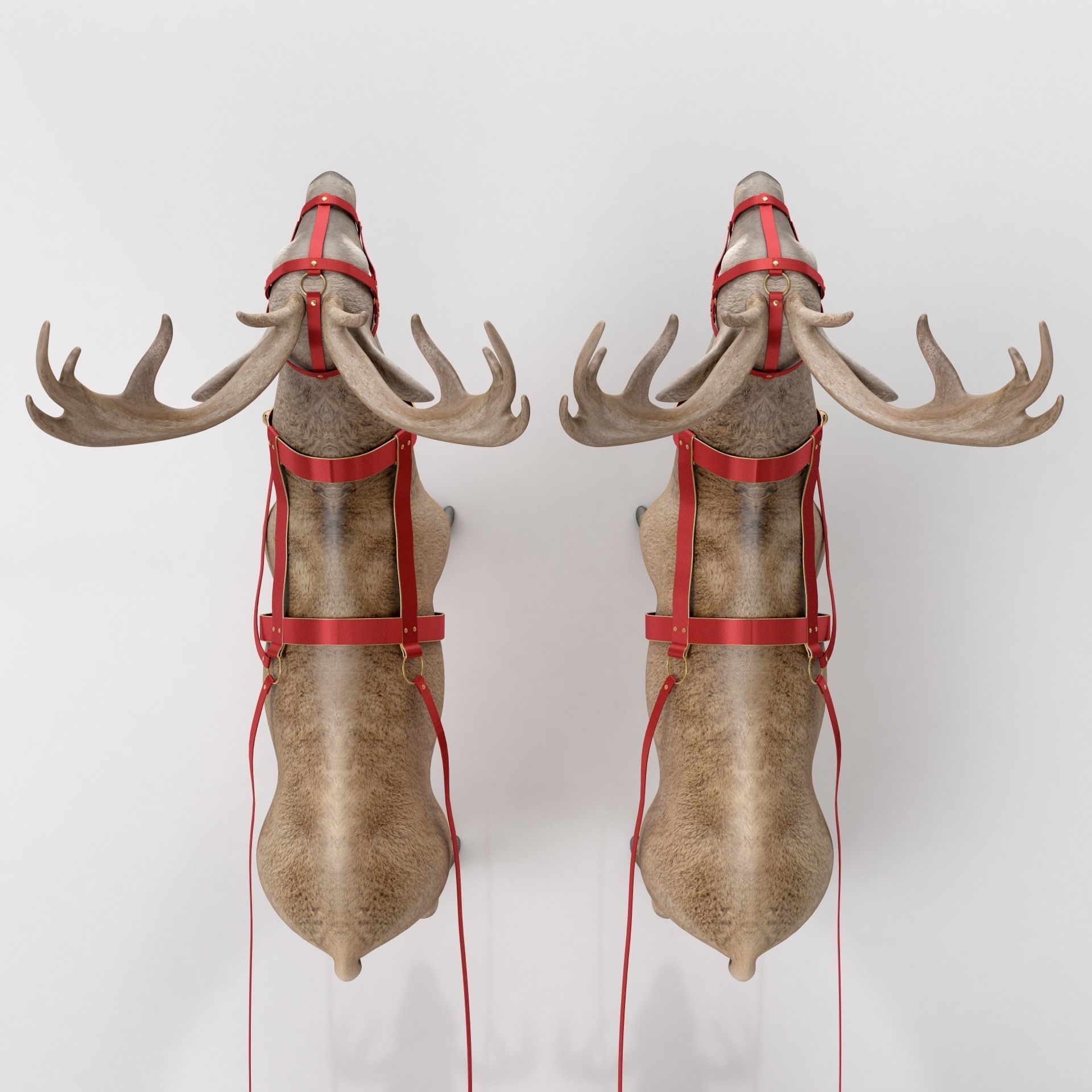 Santa Claus  sleigh with reindeer 3D model_18