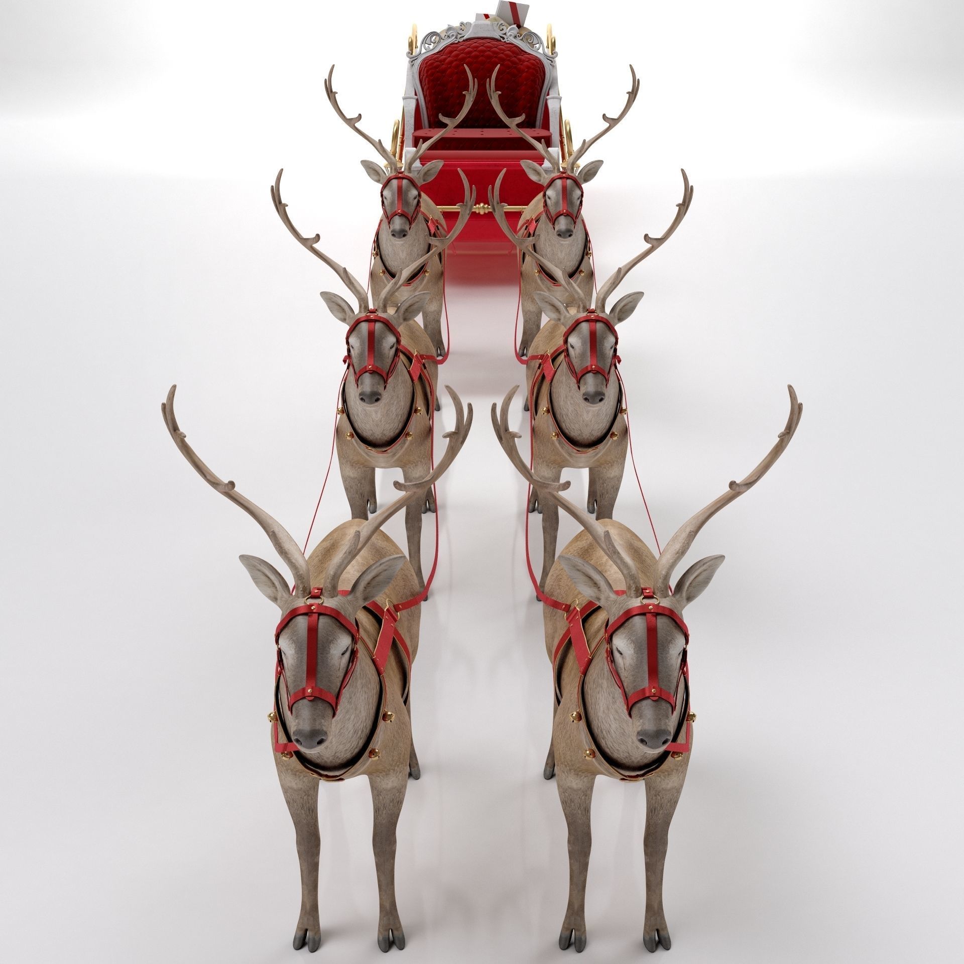 Santa Claus  sleigh with reindeer 3D model_15