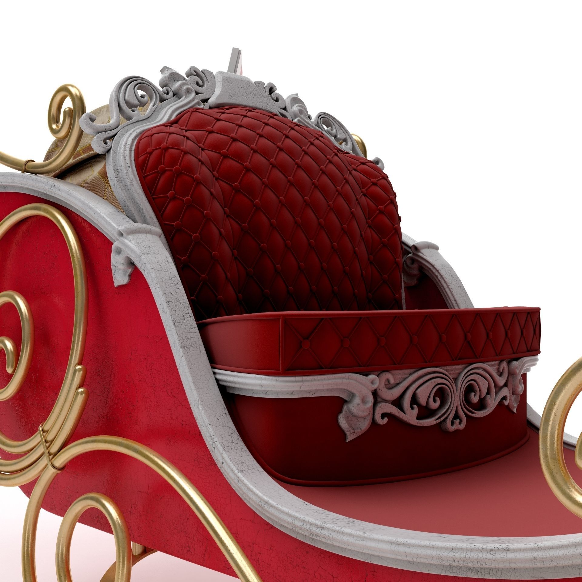 Santa Claus  sleigh with reindeer 3D model_11