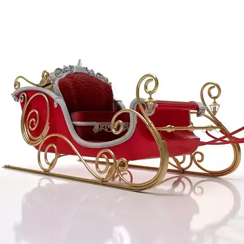Santa Claus  sleigh with reindeer 3D model