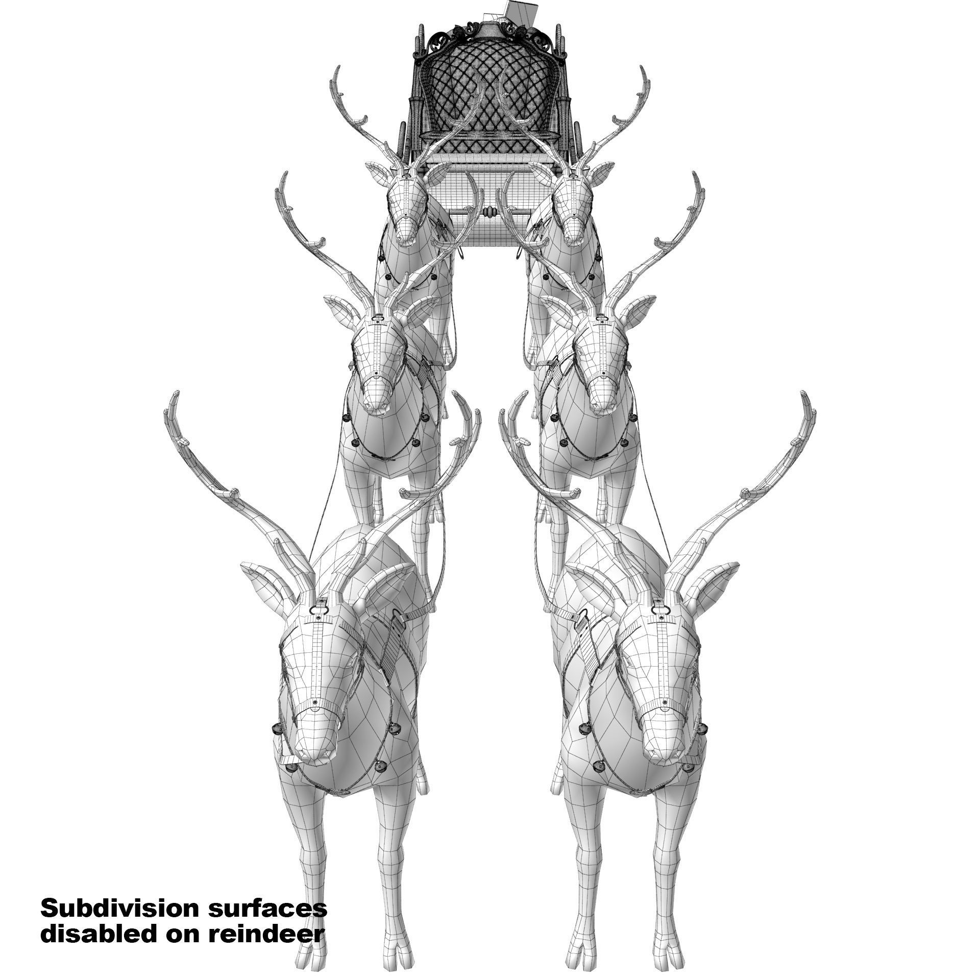 Santa Claus  sleigh with reindeer 3D model_36