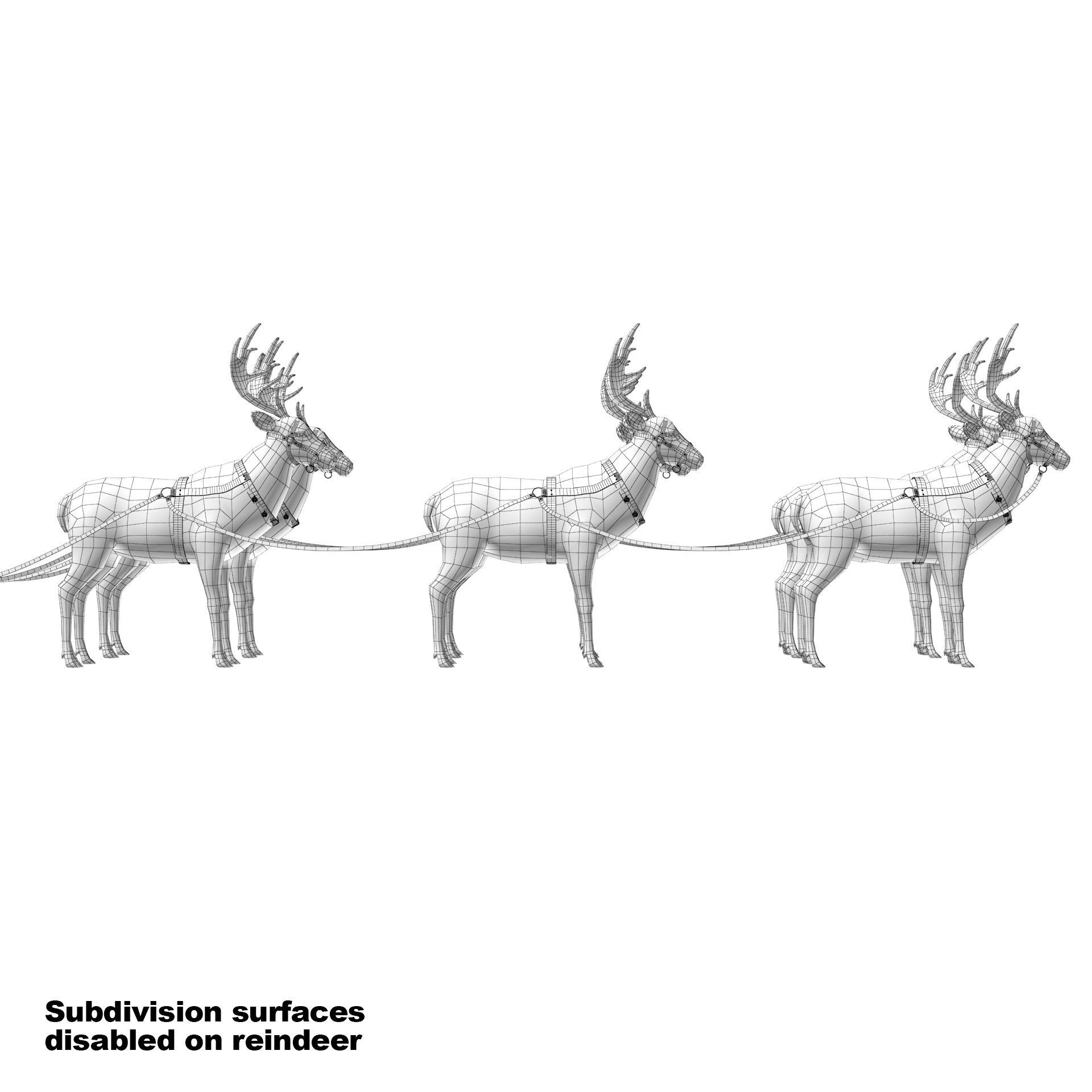 Santa Claus  sleigh with reindeer 3D model_34