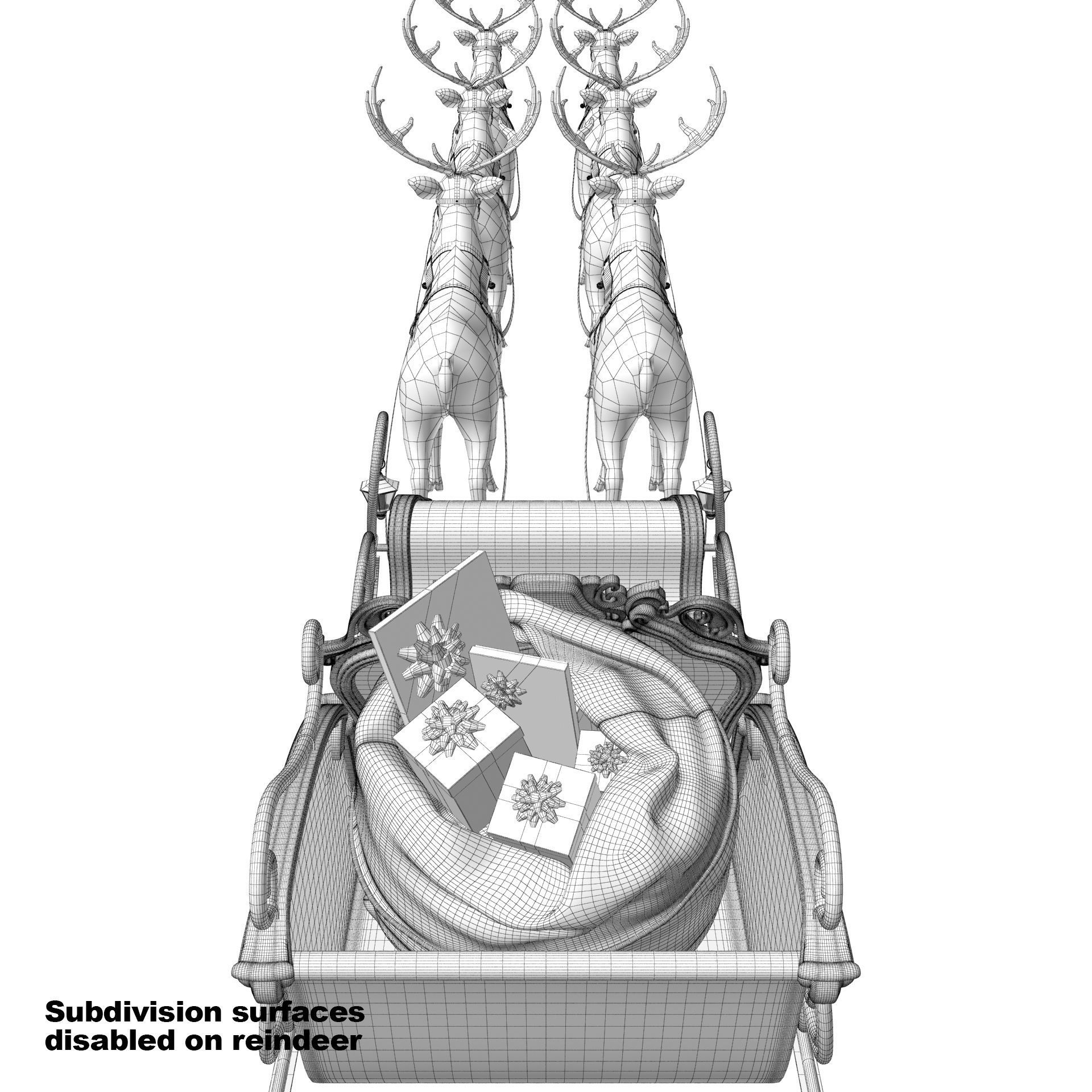 Santa Claus  sleigh with reindeer 3D model_37