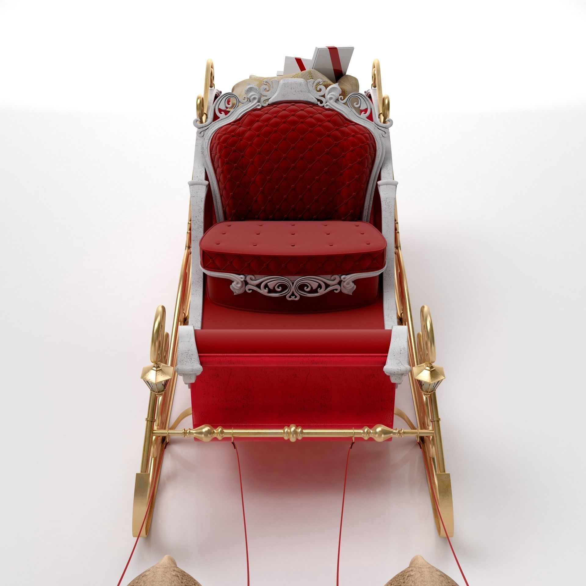 Santa Claus  sleigh with reindeer 3D model_4