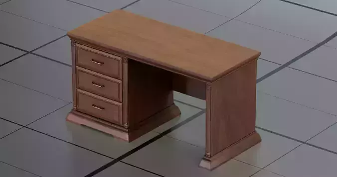 Desktop PBR wooden desk with drawers
