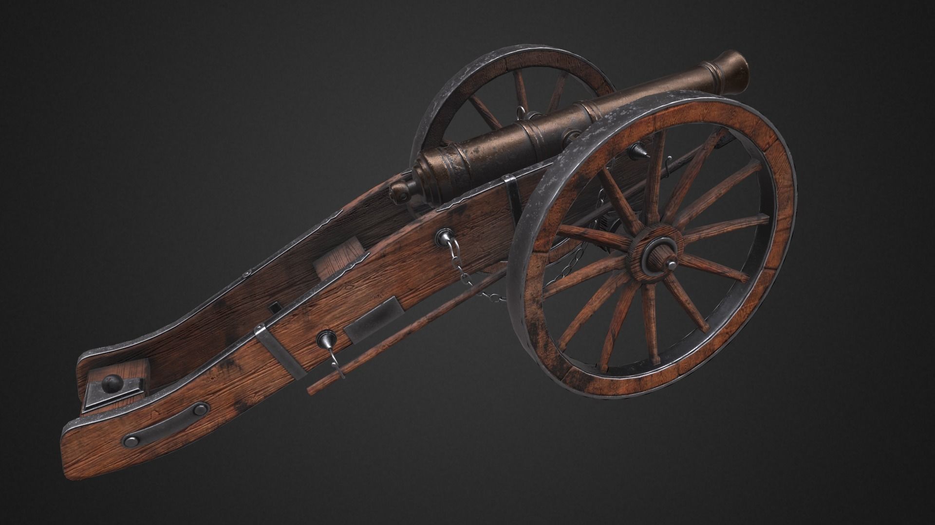  Field cannon Low-poly 3D model_3