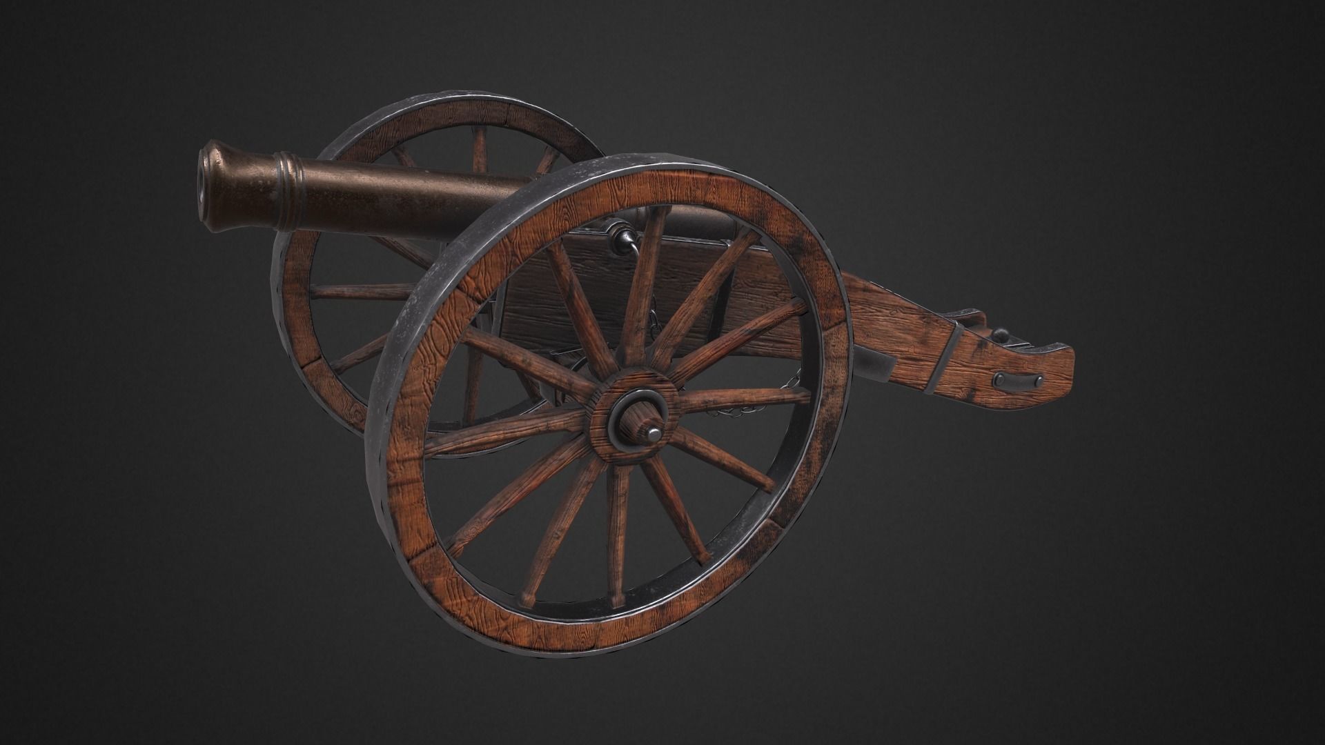  Field cannon Low-poly 3D model_5