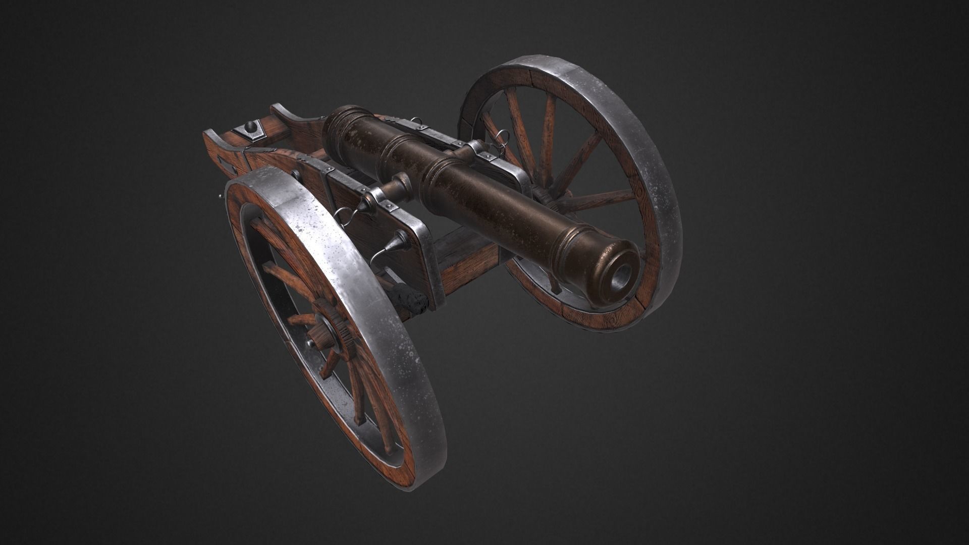  Field cannon Low-poly 3D model_7