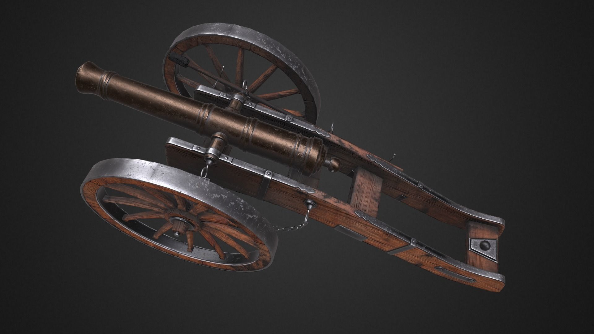  Field cannon Low-poly 3D model_4
