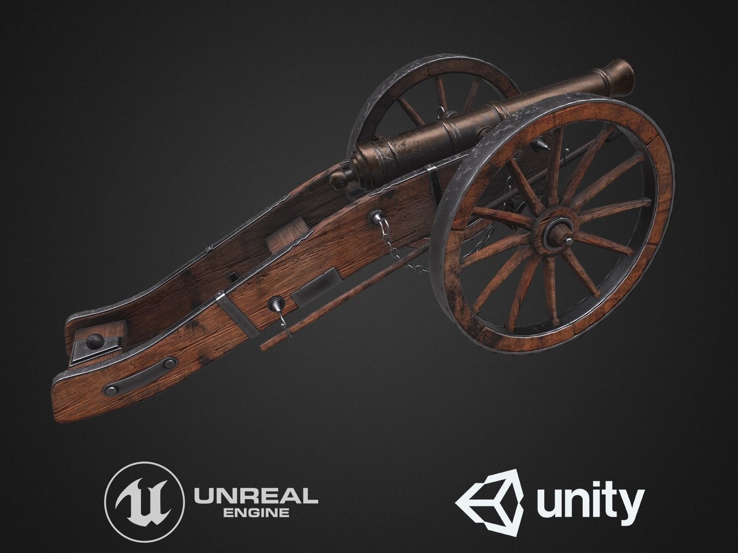  Field cannon Low-poly 3D model_2
