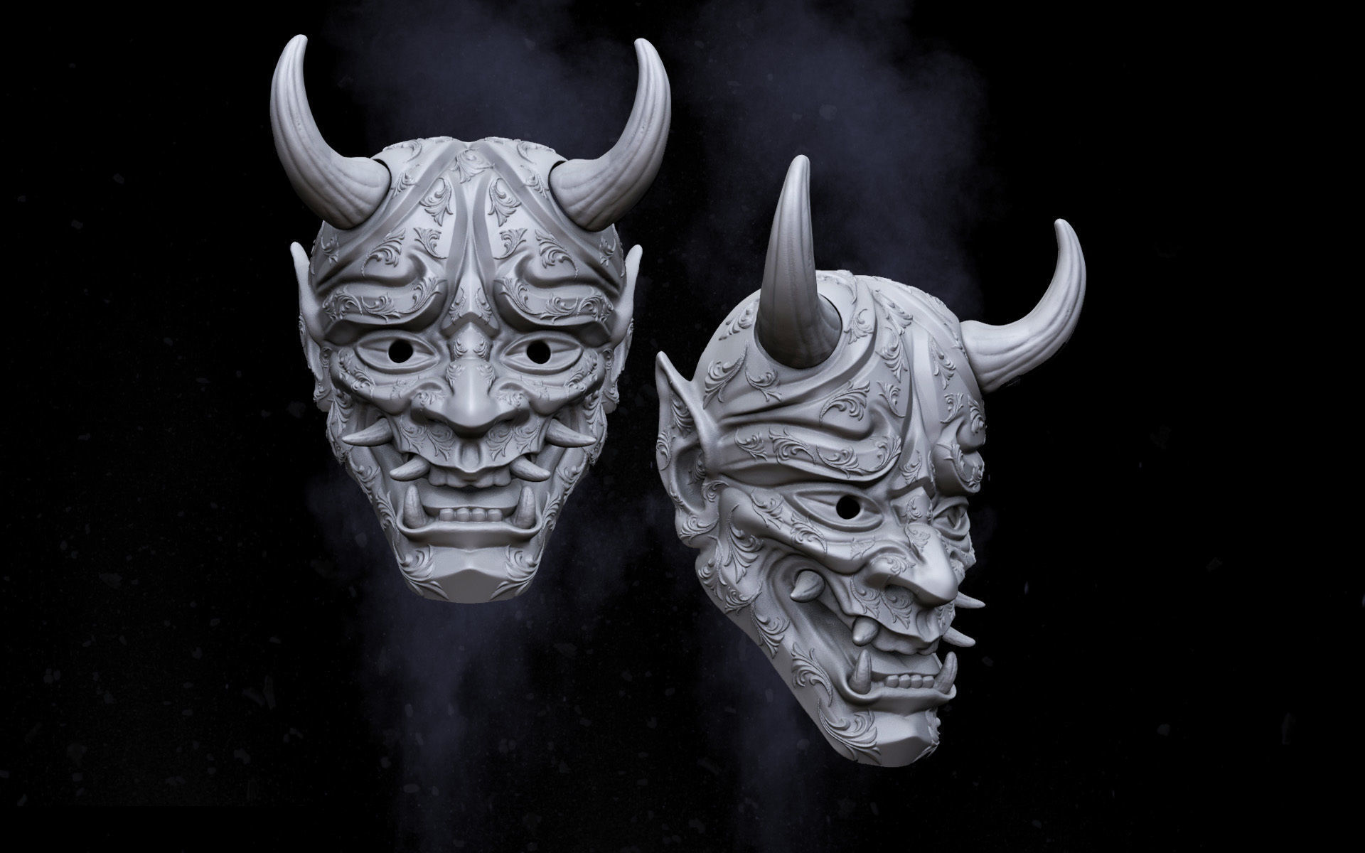 Oni Mask Japanese Hannya 3D model 3D printable CGTrader