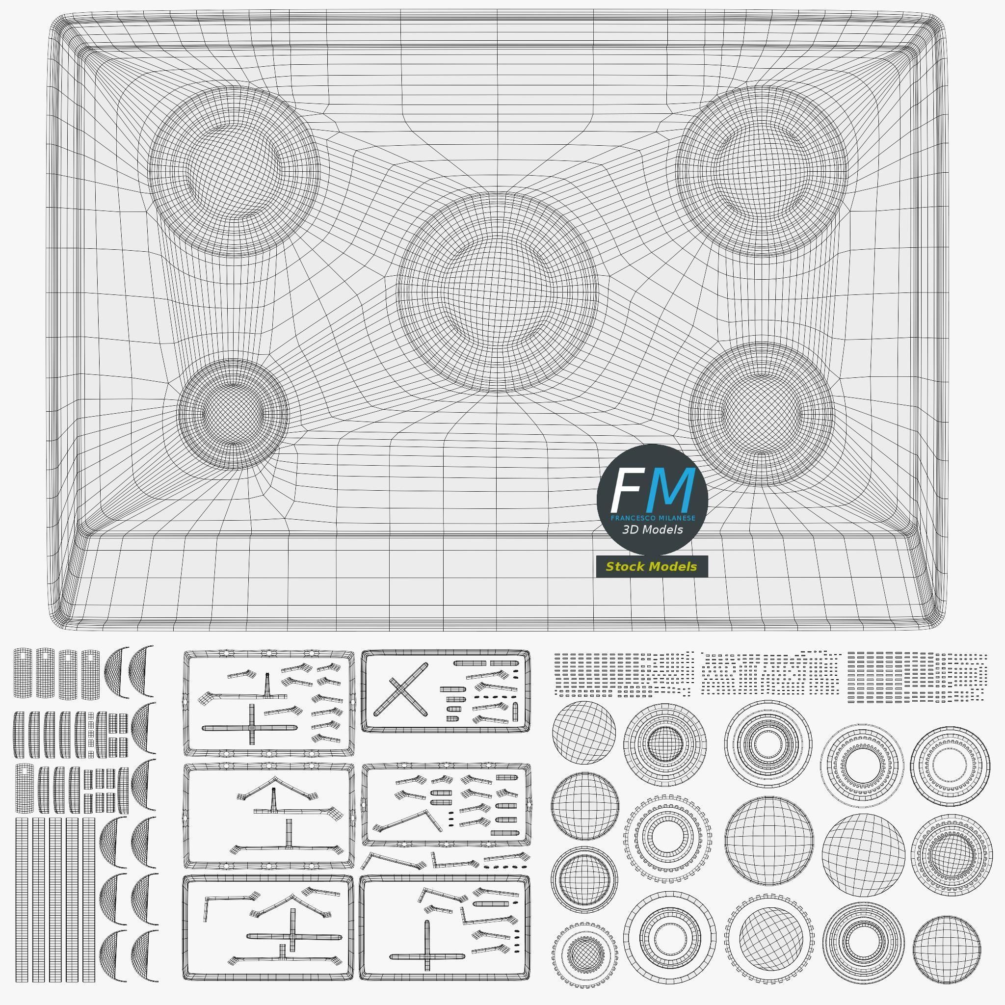 5 burners gas hob 3D model_11