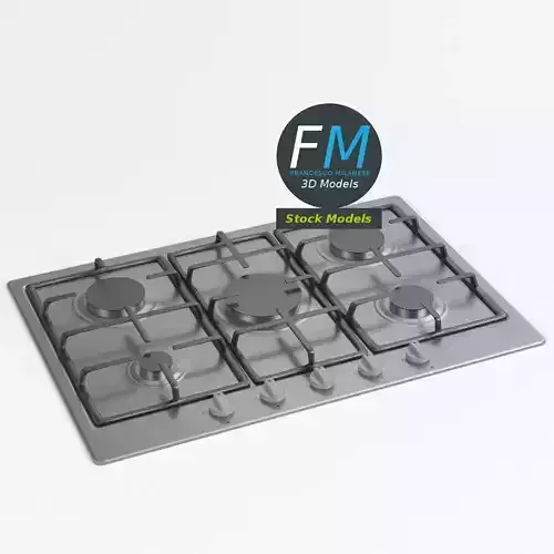 5 burners gas hob 3D model