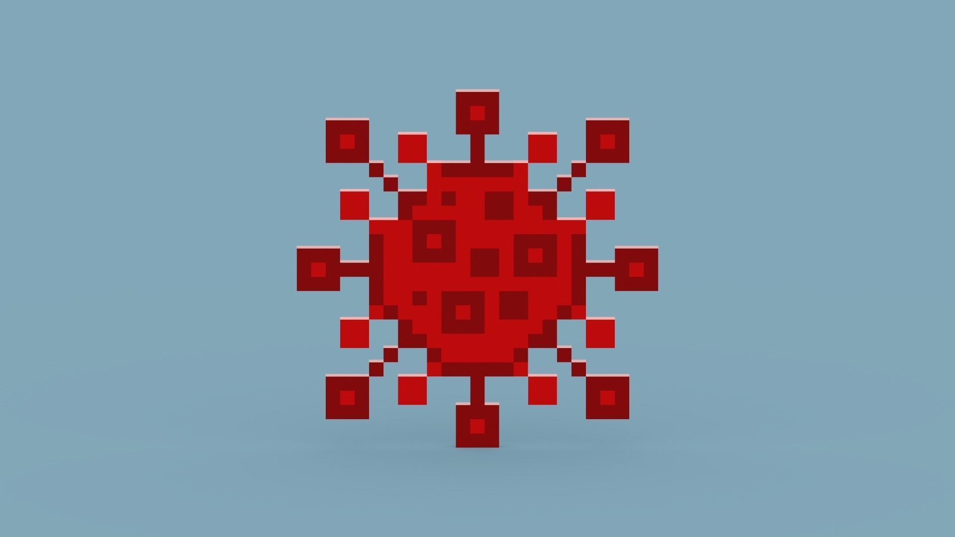 Pixel Corona Virus Low-poly 3D model_6