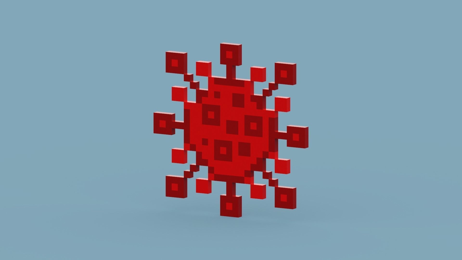 Pixel Corona Virus Low-poly 3D model_3