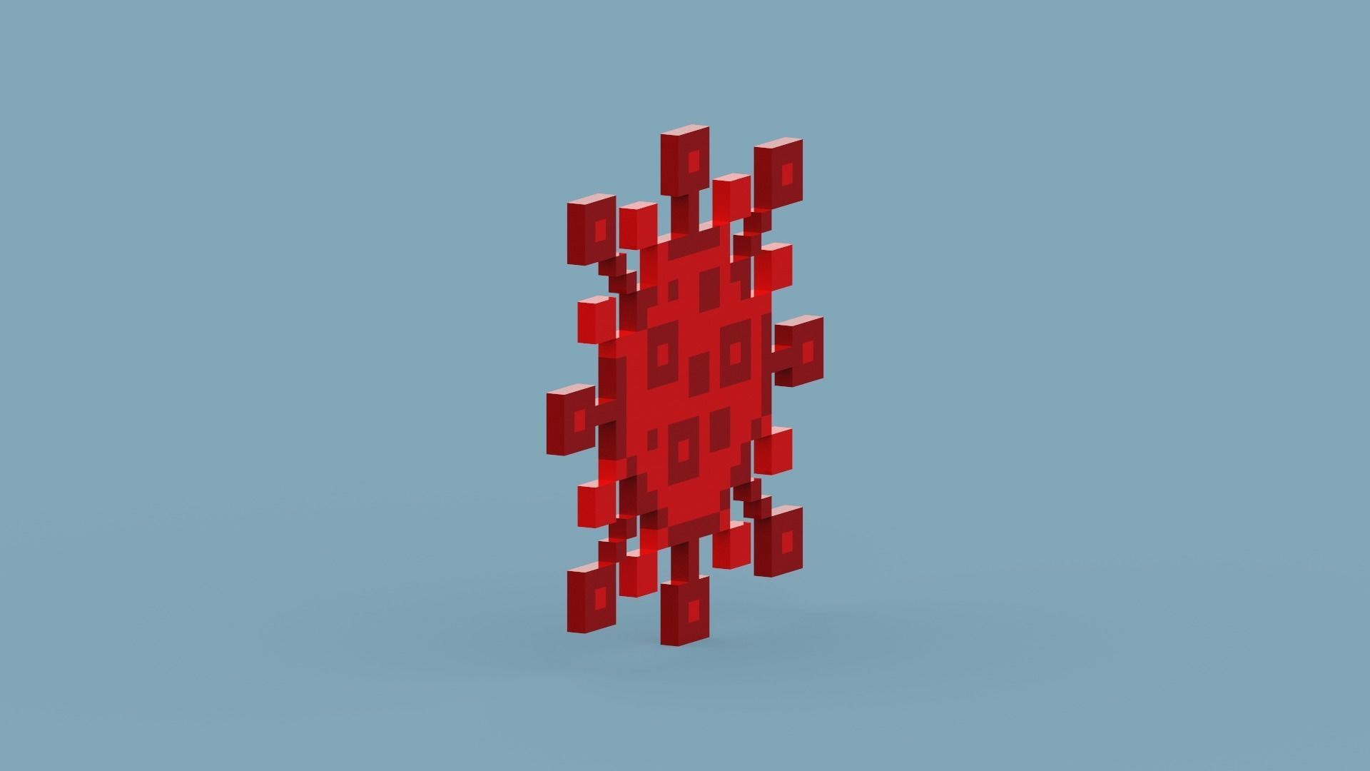 Pixel Corona Virus Low-poly 3D model_2