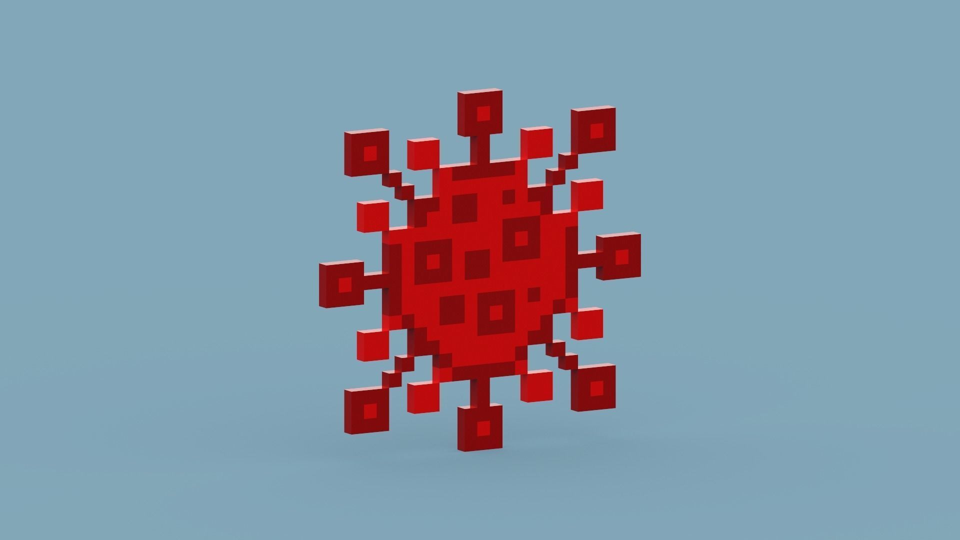 Pixel Corona Virus Low-poly 3D model_12