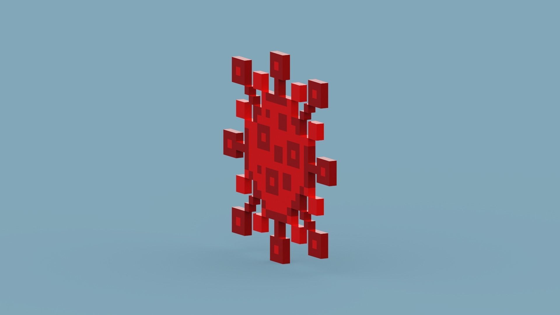 Pixel Corona Virus Low-poly 3D model_10