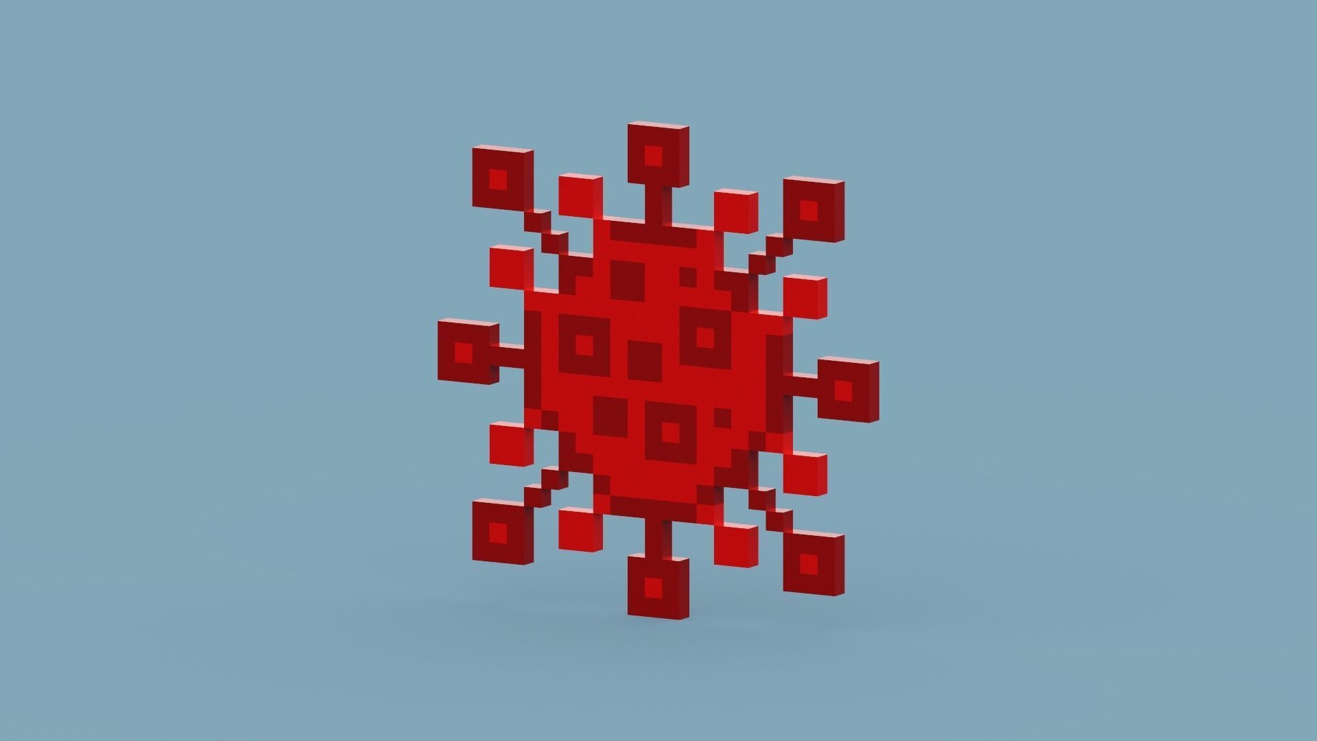 Pixel Corona Virus Low-poly 3D model_1