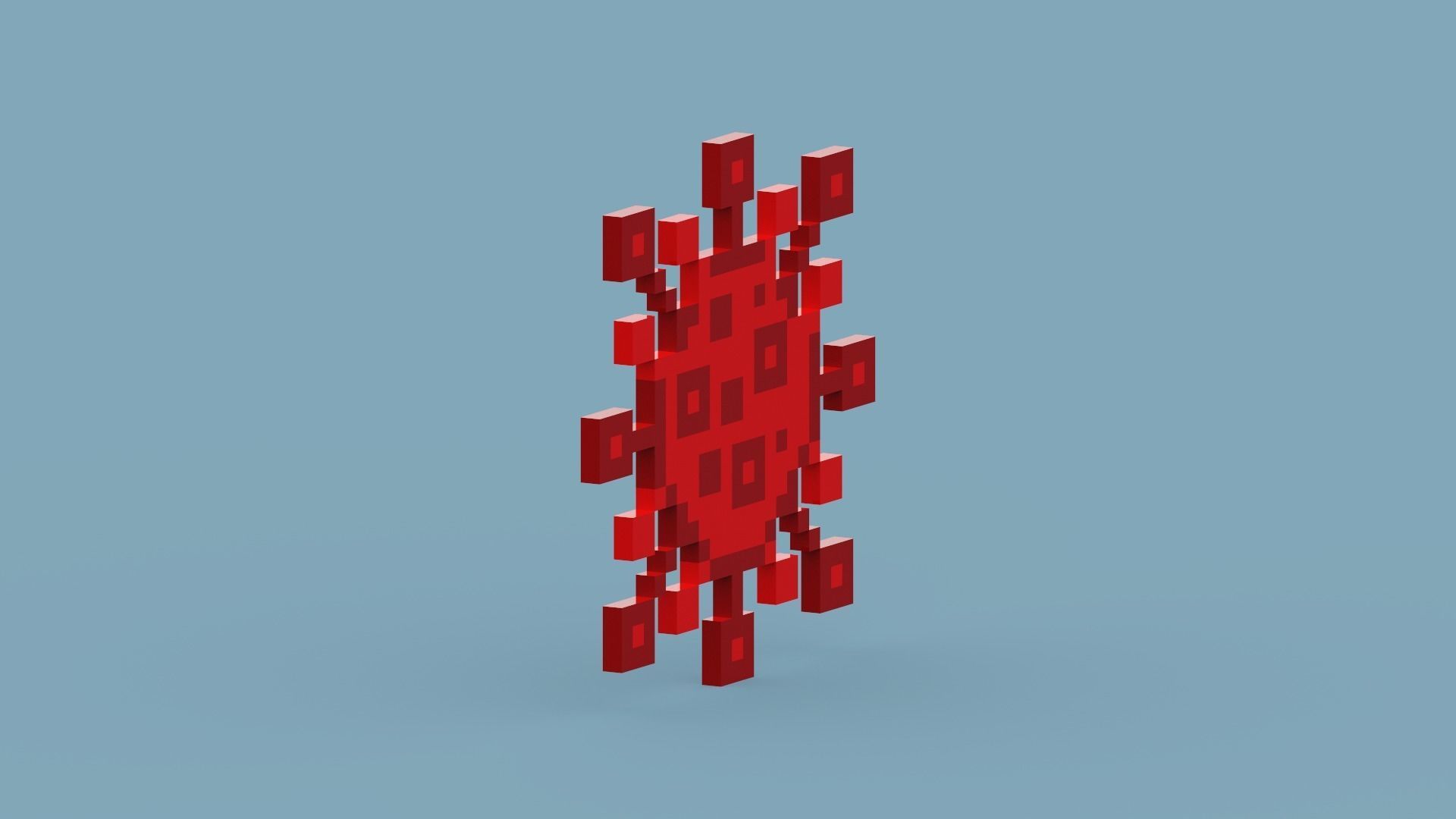 Pixel Corona Virus Low-poly 3D model_9
