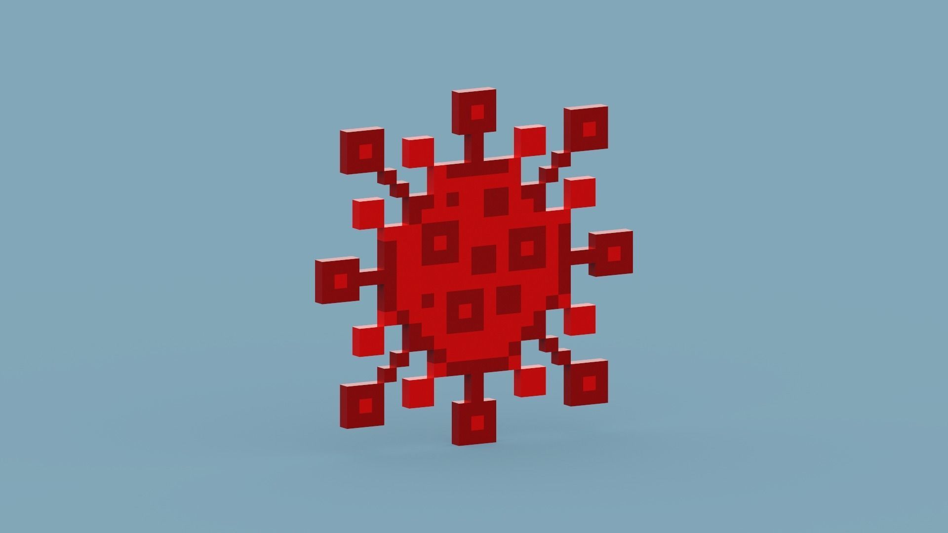 Pixel Corona Virus Low-poly 3D model_7