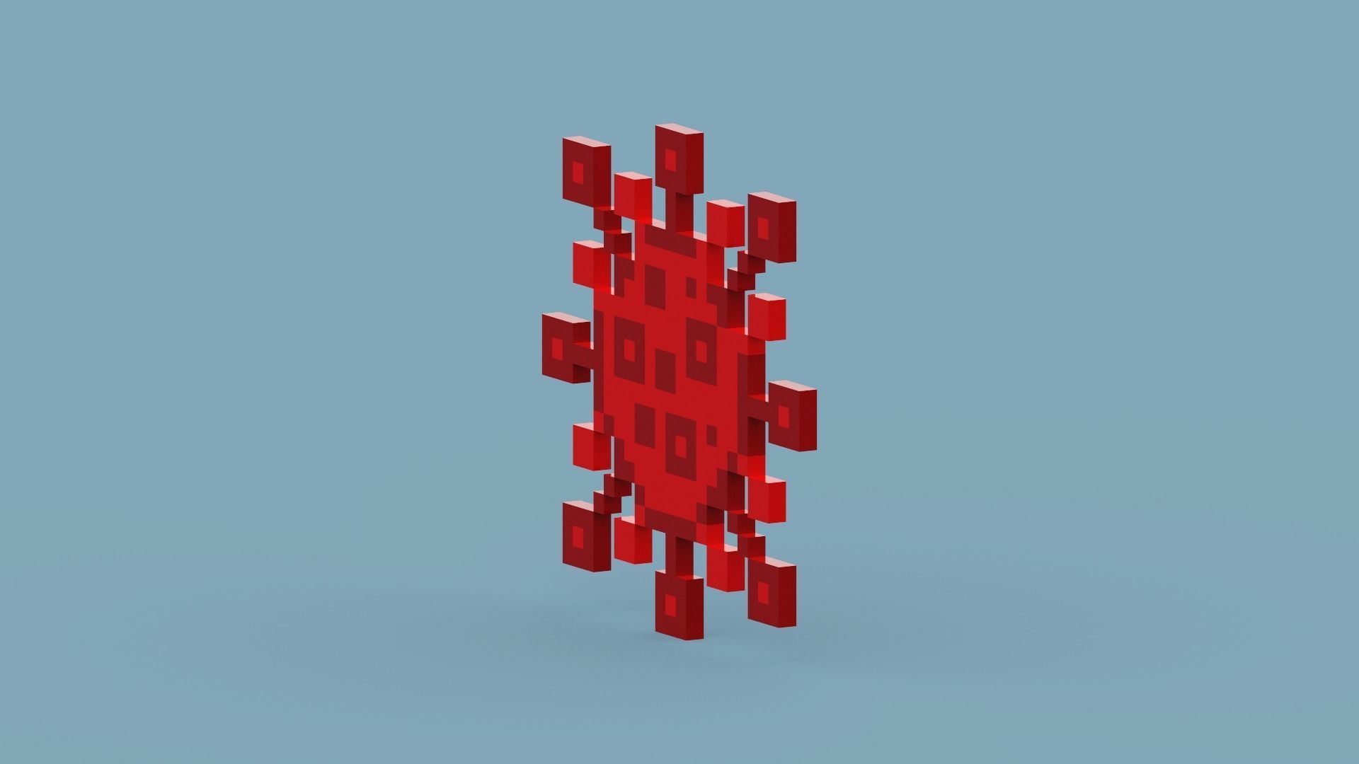 Pixel Corona Virus Low-poly 3D model_5