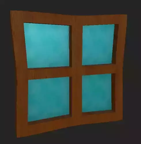 window low Poly model wooden with glass