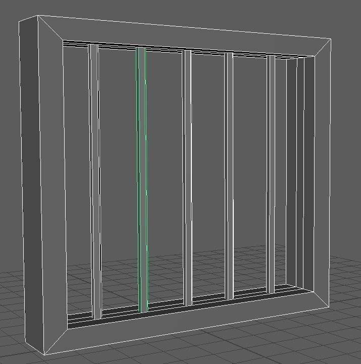 Window Low Poly model wooden with bars Free low-poly 3D model_1
