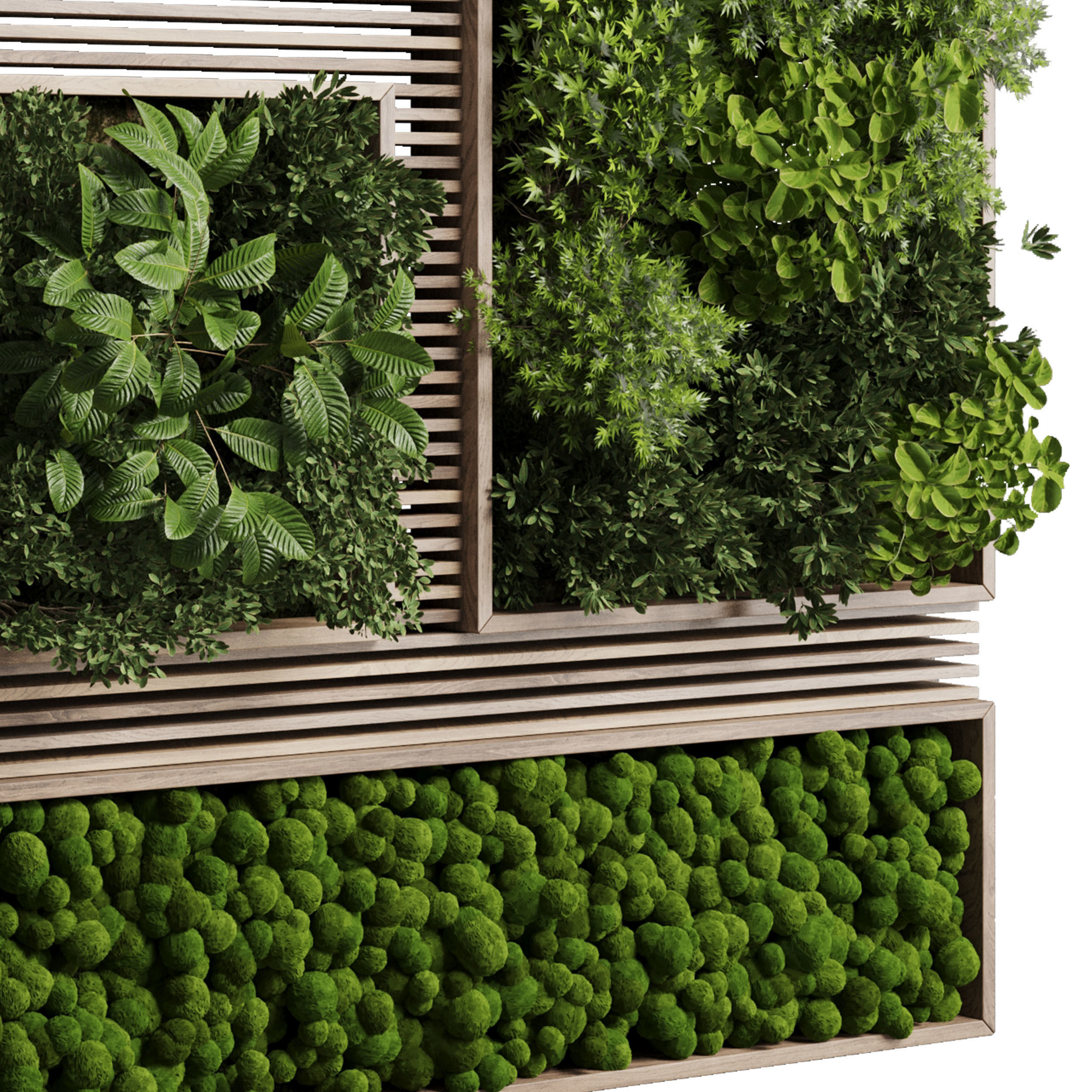Vertical Wall Garden With Wooden frame 39 3D model_5