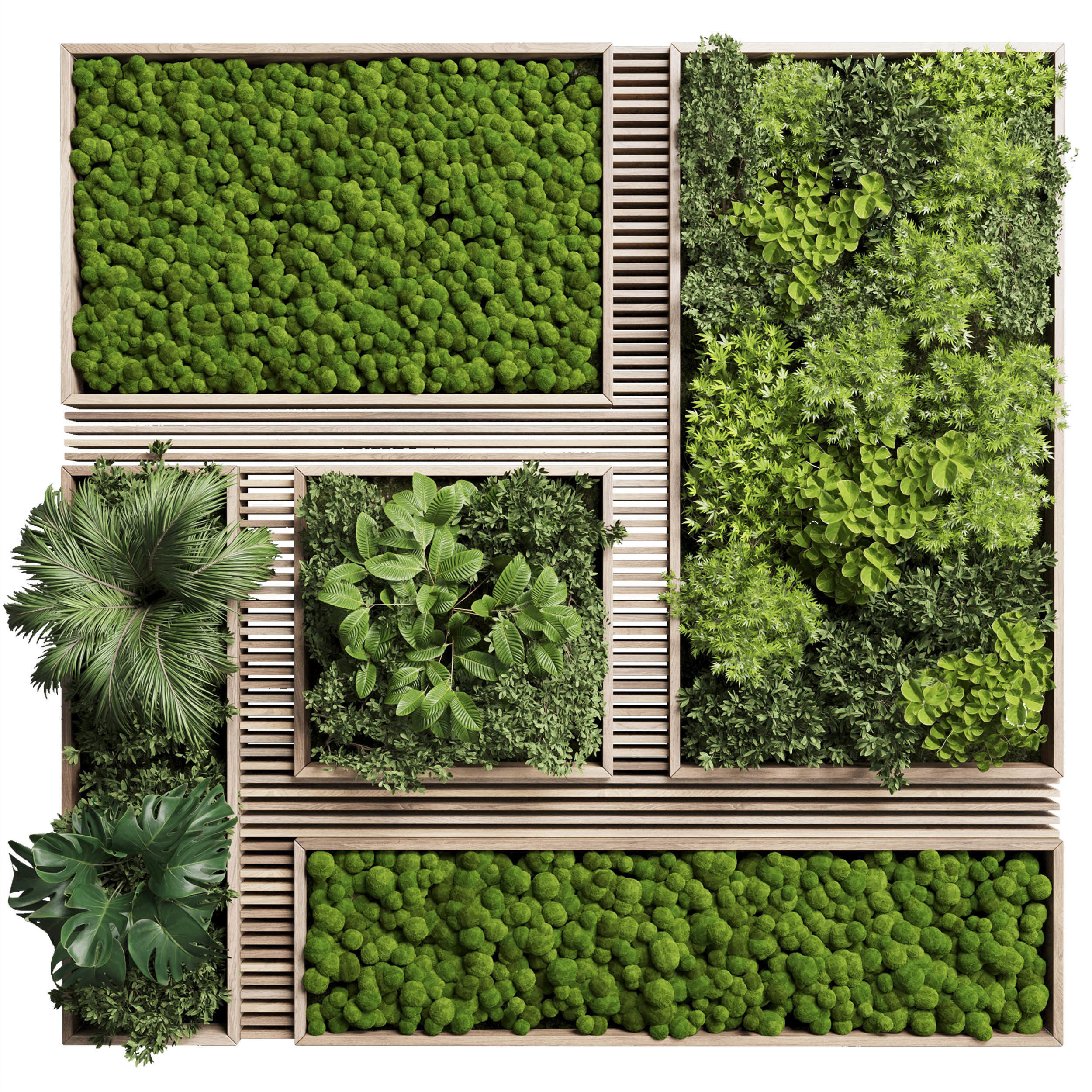 Vertical Wall Garden With Wooden frame 39 3D model_2