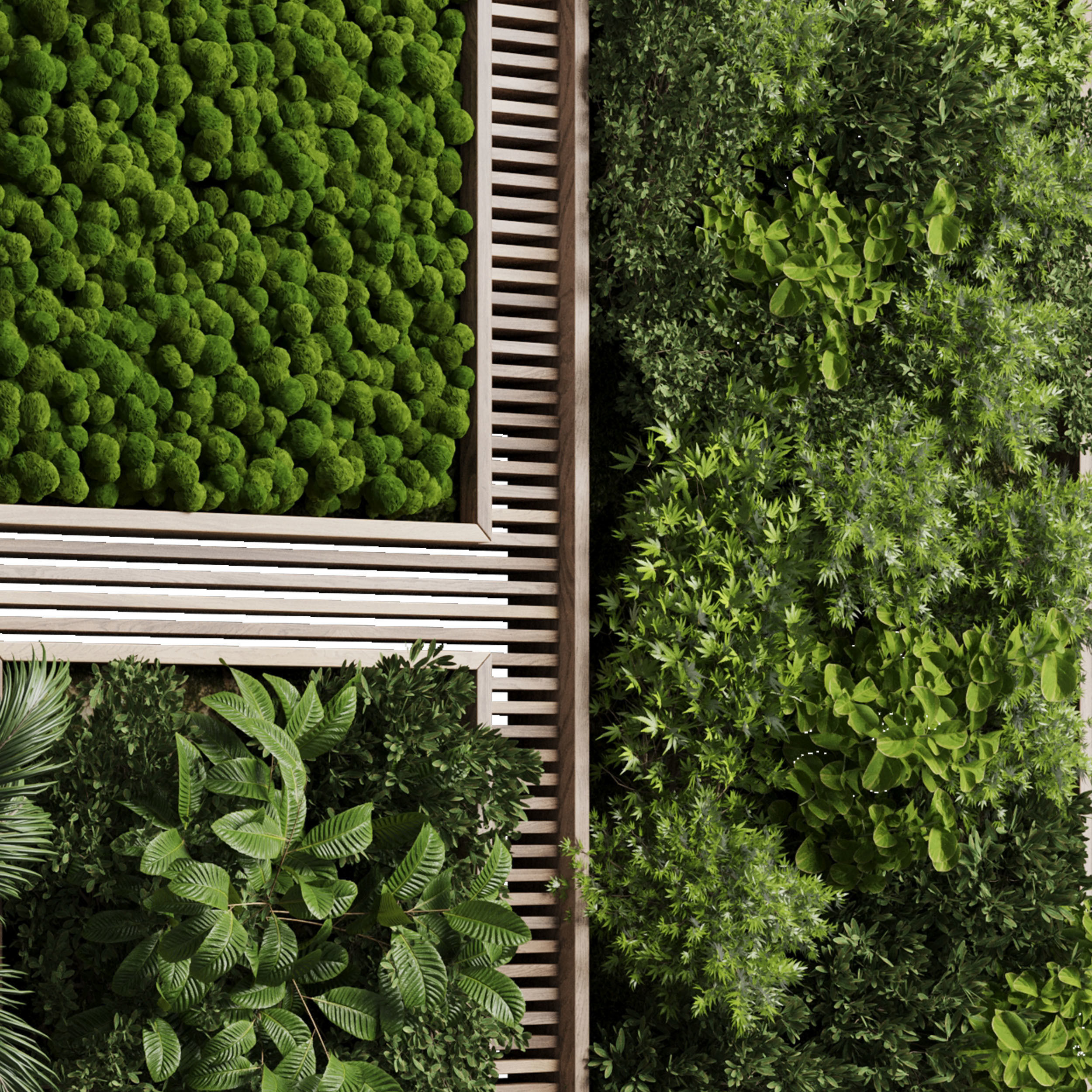 Vertical Wall Garden With Wooden frame 39 3D model_4