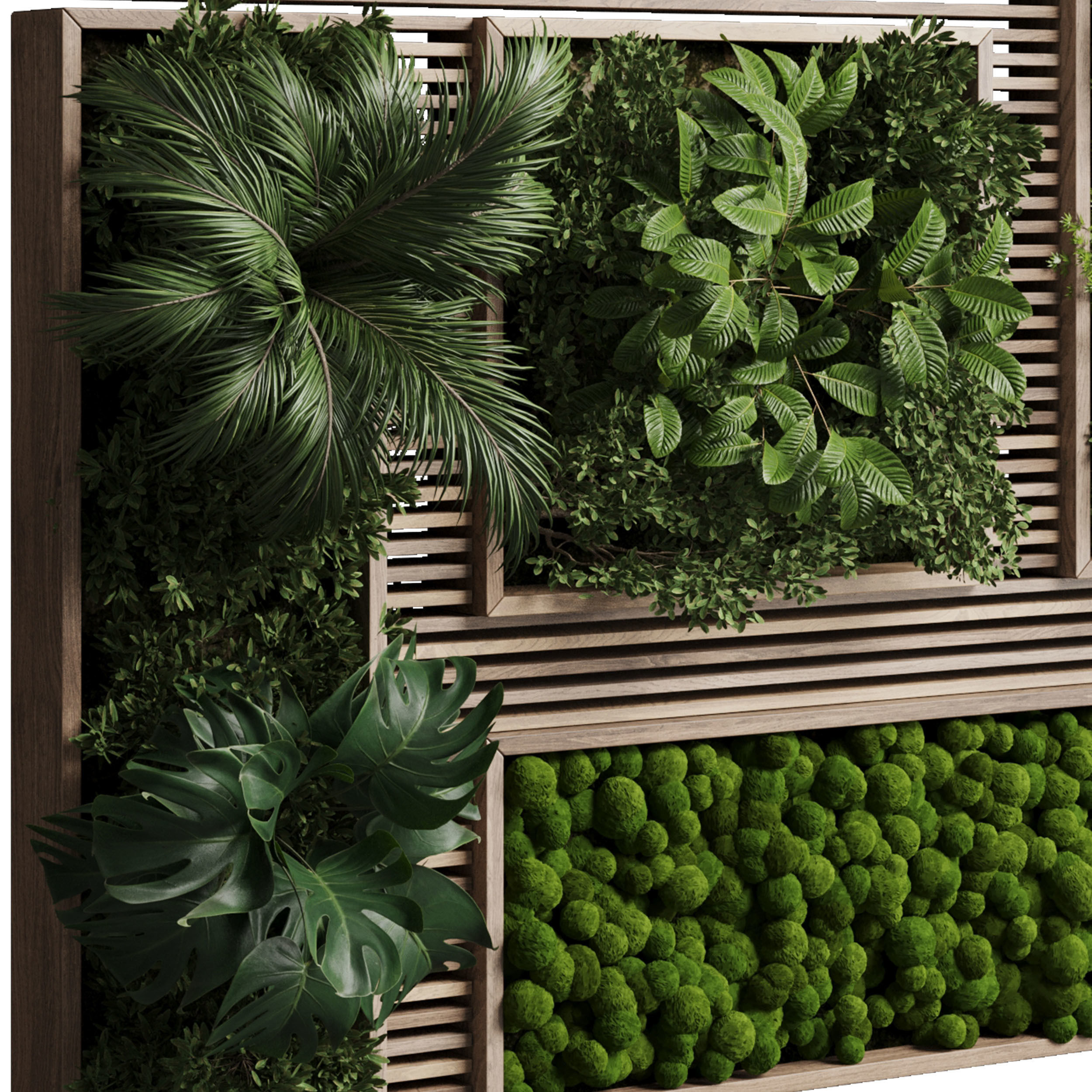 Vertical Wall Garden With Wooden frame 39 3D model_3