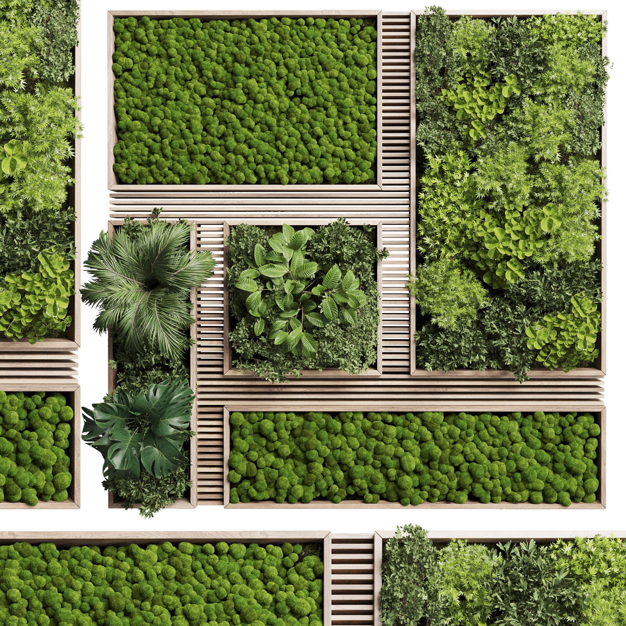 Vertical Wall Garden With Wooden frame 39 3D model_1