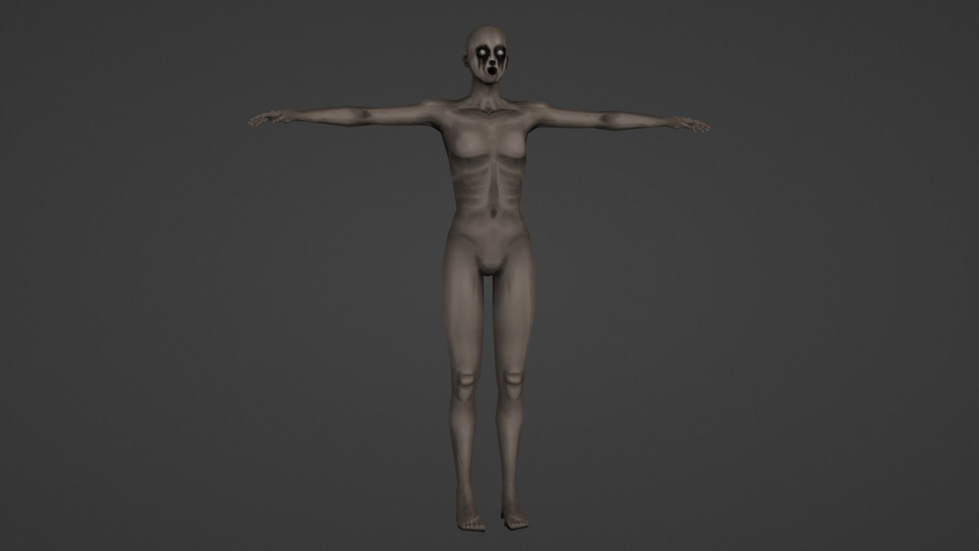 Low-Poly Creepy Female Mannequin Low-poly 3D model_7