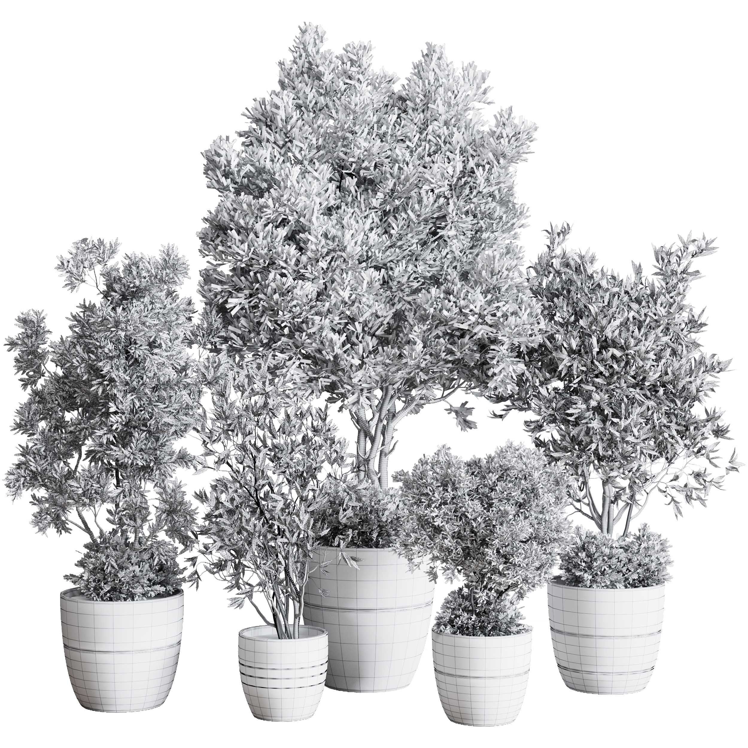 outdoor plant set 133 tree olive in a dirty concrete vase Low-poly 3D model_5